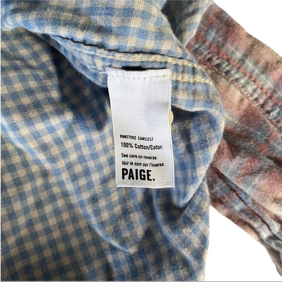 Paige Trudy Flannel Button Front Long Sleeve Pink Plaid Check Women Shirt Small - Picture 9 of 12